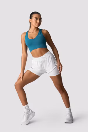 Ribbad Define Cropped V-ringad Linne Ljusblekt Blågrön