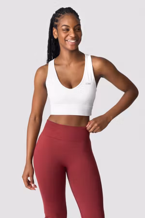 Ribbad Define Seamless Cropped V-ringad Linne Vit