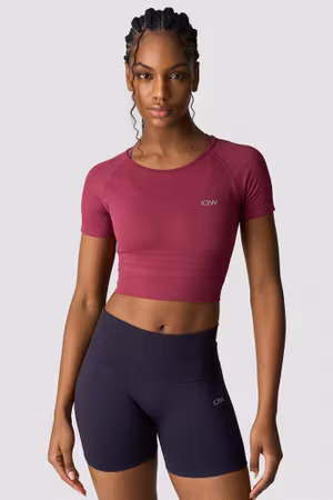 Define Seamless Cropped T-shirt Wmn Magenta Rose