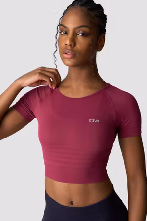 Define Seamless Cropped T-shirt Wmn Magenta Rose