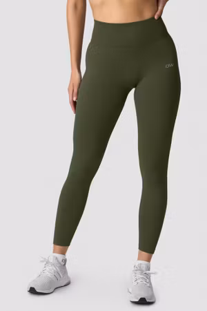 Ribbade Define Seamless Tights Mörk Khaki Grön