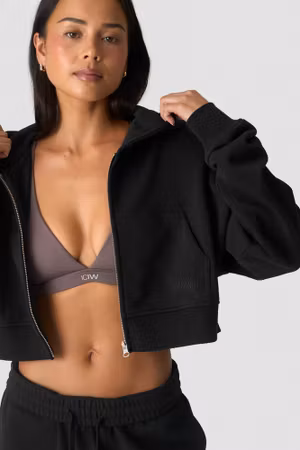 Essence Cropped Hoodie W Svart