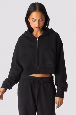 Essence Cropped Hoodie W Svart