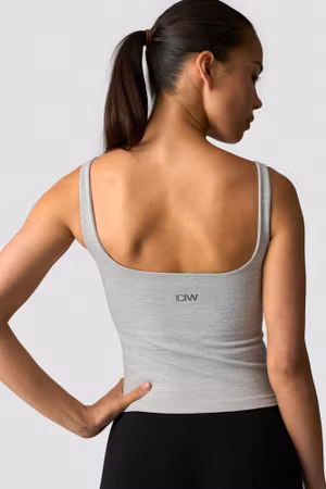 Slät sömlös 2-i-1 linne ljusgrå melerad