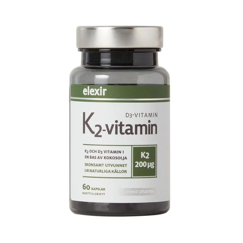 Elexir Pharma K2+D3 200 mcg 60 kapslar