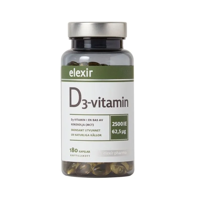 Elexir Pharma D3-vitamin 180 kapslar 2500 IE