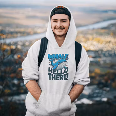 Hettegenser "Whale, hello there" - Hvit