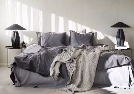 Percale Grå Bäddset Dubbeltäcke 220x210