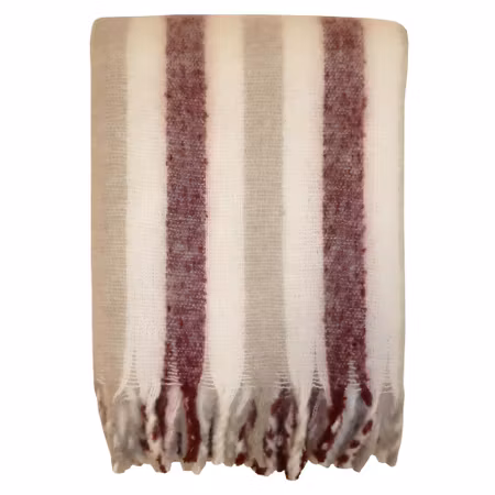 Cincinatti Pläd  Vinröd/Beige 130x170