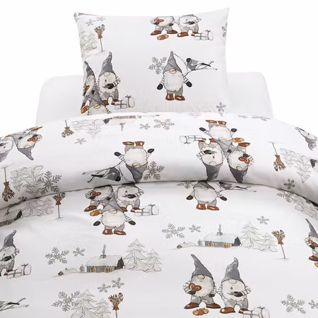 Bäddset Frosty Christmas Grå Bäddset Enkeltäcke 150x210