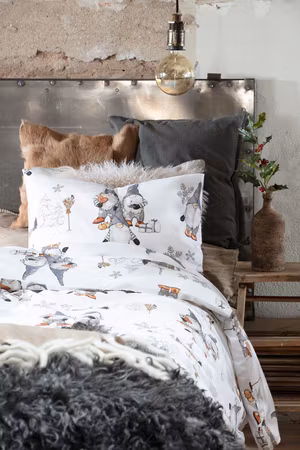 Bäddset Frosty Christmas Grå Bäddset Enkeltäcke 150x210