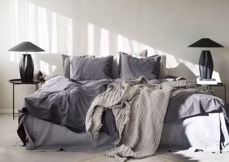 Percale Grå Bäddset Dubbeltäcke 220x210