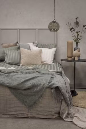 Satin Grön bäddset  150x200 Enkeltäcke