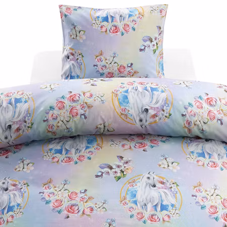 Spirit Rosa Unicorn Bäddset  Borganäs of Sweden Enkeltäcke 150x210