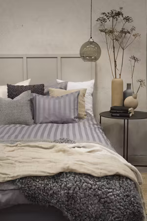 Satin Ljusgrå Bäddset Borganäs of Sweden  Dubbeltäcke 220x210