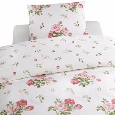 New Dawn Blommor Rosa Bäddset Enkeltäcke 150x210 Borganäs of Sweden