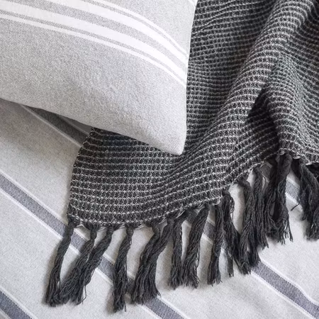 Pläd Valter, Mörkgrå/Grå Återvunnen By Wille