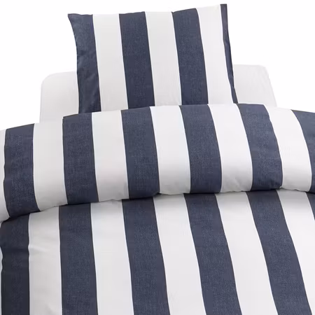 Bäddset Block Stripe Blå 150x210 cm Borganäs of Sweden