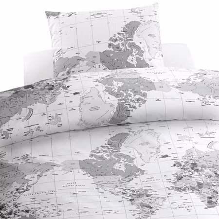 Bäddset Big World Grå 150x210 cm enkeltäcke Borganäs of Sweden