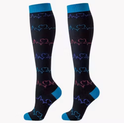 Stödstrumpor, ekg, blå