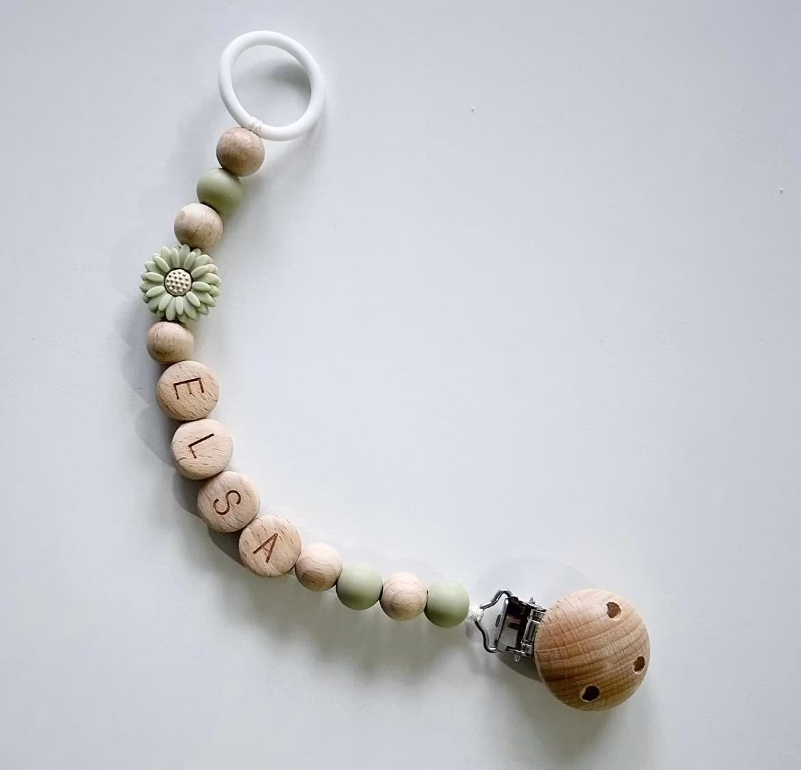 Napphållare, grön blomma, mini