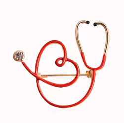 Brosch, hjärta med stetoskop