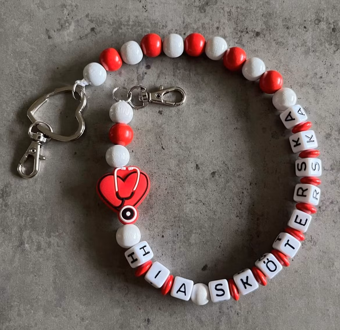 Nyckelkedja, röd, stetoskop