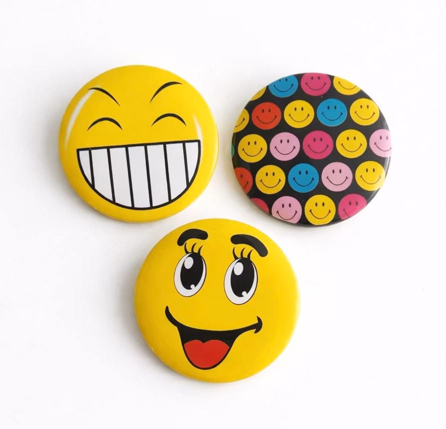 Brosch, smiley i 3-pack