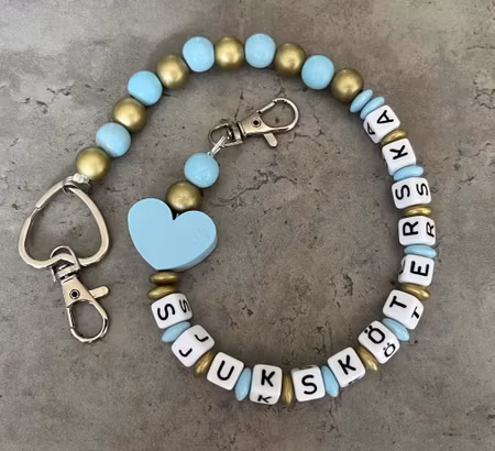 Nyckelkedja, hjärta, ljusblå