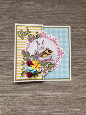 Handgjort kort "Kanin Rosa"