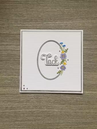 Handgjort kort "Tack med oval ram"