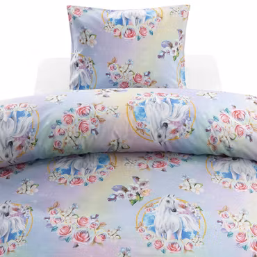 Spirit Rosa Unicorn Bäddset Enkeltäcke 150x210