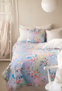 Spirit Rosa Unicorn Bäddset Enkeltäcke 150x210