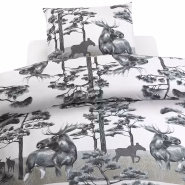 Älg Grå Bäddset Enkeltäcke 150x210