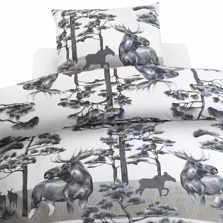 Älg Grå Bäddset Enkeltäcke 150x210