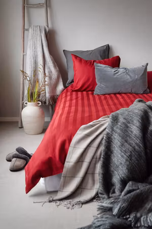 Satin röd Bäddset Enkeltäcke 150x210