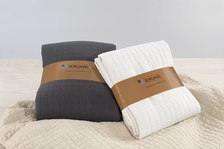 Överkast Grå Enkelsäng 150x250