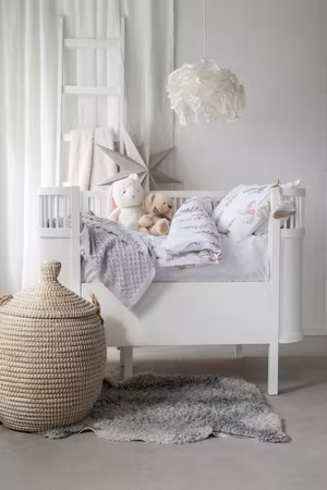 Bäddset Skogstomte Vit/Grå Spjälsäng 100x130 cm