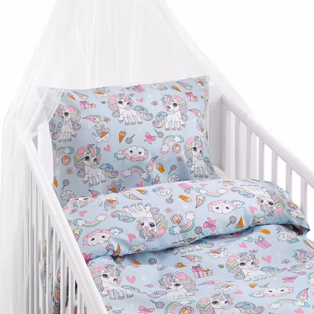 Bäddset Enhörning Blå Spjälsäng 100x130