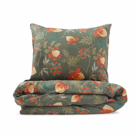 Bäddset Bratteby Grön Satin 150x210 Kosta Linnewäfveri