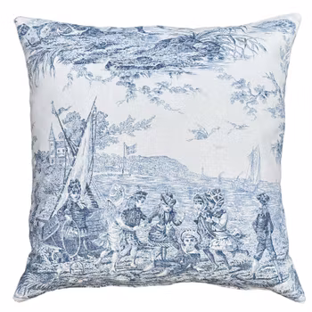 Kudde Toile De Jouy - Histoire Blue