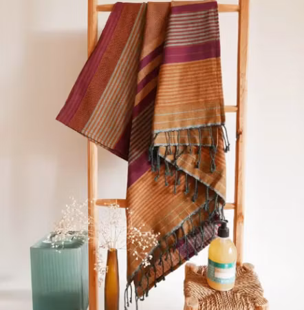 Fouta/ hamam handduk i ekologisk bomull "Arabesk" - 100x200 cm