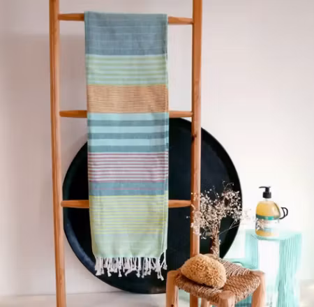 Fouta/ hamam handuk i ekologisk bomull  "Adriatic" - 100x200 cm