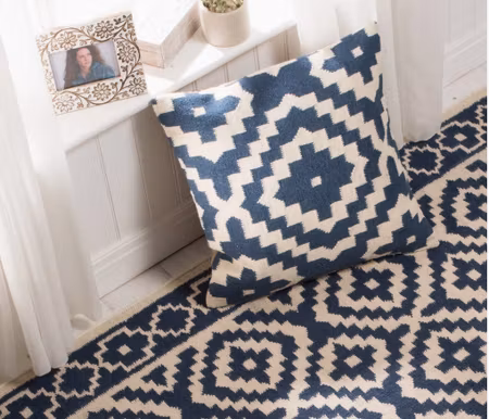 Kuddfodral kilim i indigoblått 45 x 45 cm