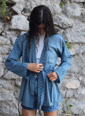 Kimono i ekologisk bomull, marinblå