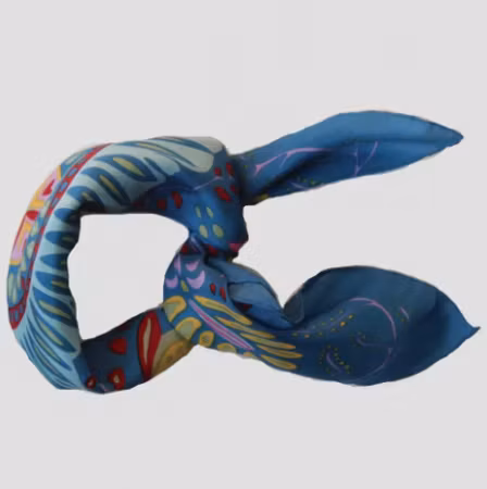 Scarf i 100 % silke, 50 x 50 cm, Blå