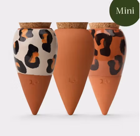 Handgjorda mini Oyas – naturlig bevattning för dina växter,  3- st "leopard"