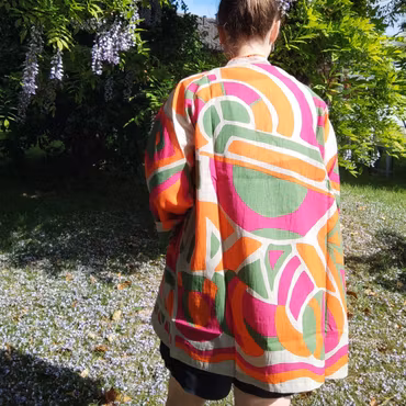Ekologisk bomullskimono – "Orphée" Orange – Onesize