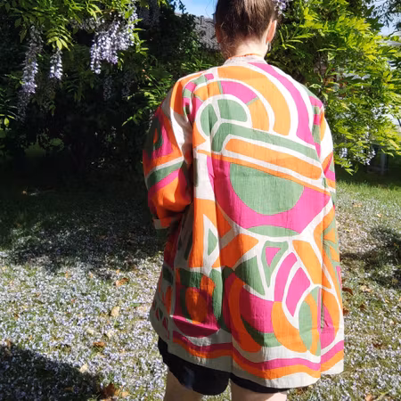 Ekologisk bomullskimono – "Orphée" Orange – Onesize