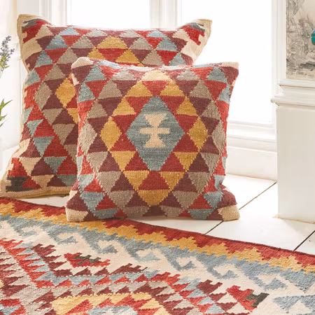 Stort kuddfodral i kilim, 60 X 60 cm, ull och bomull
